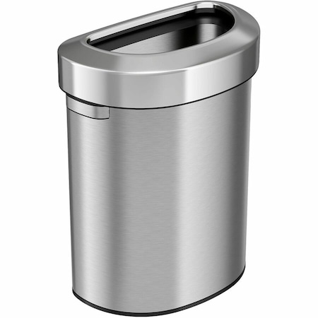 Hls Commercial 18 gal Half-Round Indoor Metal Can, Silver, Open Top, Stainless Steel, 12.4 in HLS18DOT