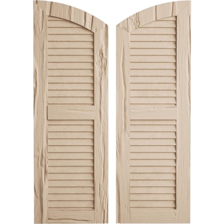 Ekena Millwork Timberthane Riverwood 2 Equal Louver w/Elliptical Top Faux Wood Shutters, 18W x 60H, 54 Low Side, PR SHULVL18X60RWPR