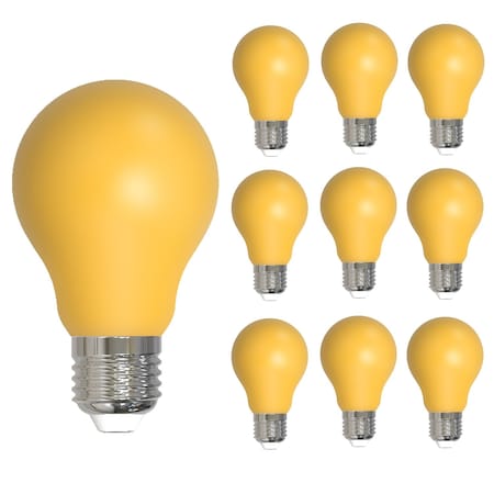 Bulbrite 25-Watt Equivalent Ceramic Yellow Color A19 Weatherproof Outdoor E26 Medium BaseLED Light Bulb, 10PK 862314