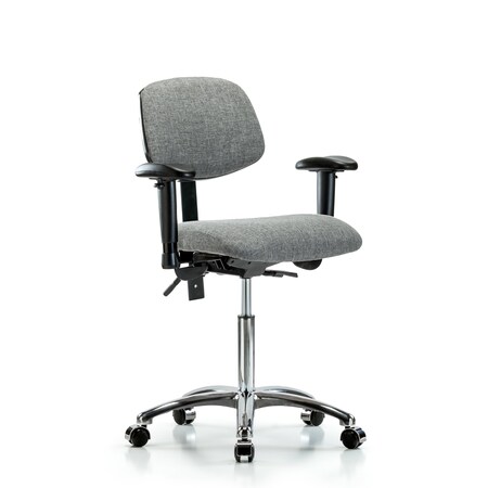 Blue Ridge Ergonomics Chair, Fab, Med Bench, Chr AA Casters, Gry, 6-Way Adjustable, 22" to 29" Height, Gray BR-FMBCH-CR-T0-A1-NF-CC-F44