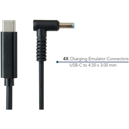 Jar Systems Emulator Charging Cables for HP Devices 4-Pack of USB-C PD to 4.50 x 3.00 mm Connectors A4-UCHP-C13