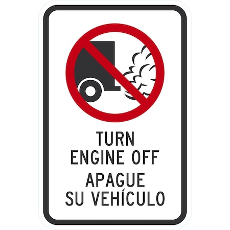 Lyle Turn Engine Off Apague Su Vehiculo (W/Sym), 12x18, Non-Reflective, White G-4861-NA_12x18