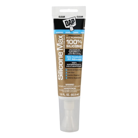 Dap Silicone Max All Purpose Sealant, Clear, 2.8 oz (7079808792) 7079808792
