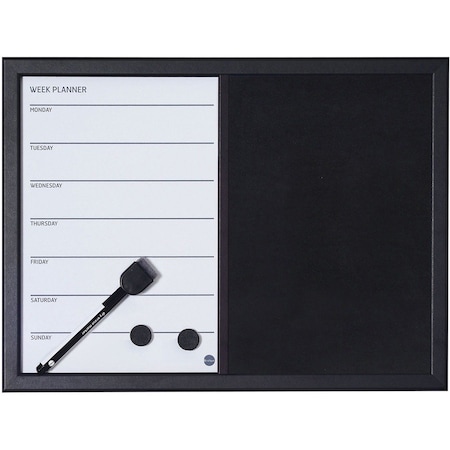 Mastervision Magnetic Combo Week Planner, Dry-Erase & Blk Felt Board, 18" X 24" Blk MX04445161