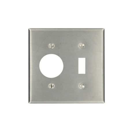 Leviton Combination Wallplate, Standard Size, Gang 2, Stainless Steel 84007