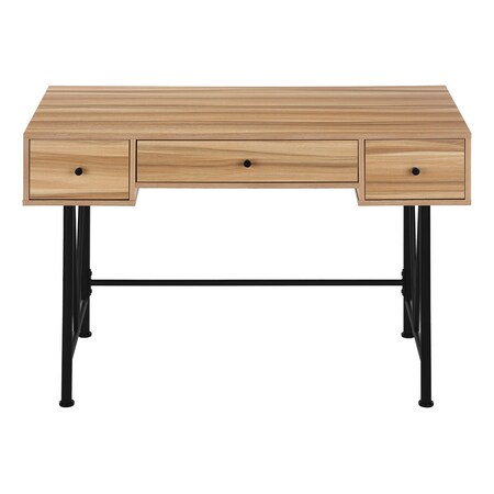 Homeroots 47" Brown and Black Computer Desk With Three Drawers 489913