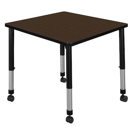 Regency Square Kee Height Adjustable Mobile Classroom Activity Table, 30 in W, 30 in L, Neo Walnut TB3030NWAPCBK