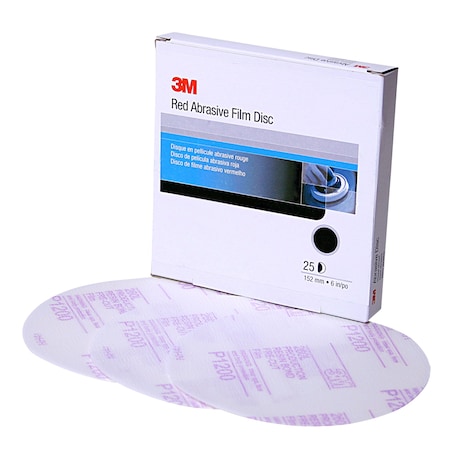 3M Red Finishing Film Abrasive Disc, 01185, 6 in, P1200, 4PK 260L