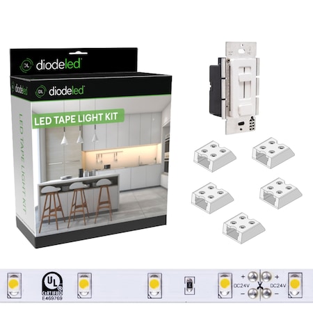 Diode Led BLAZE LED Tape Light Kit, 24V, 100lm, 4000K, Switchex DI-KIT-24V-BC1SX60-4000