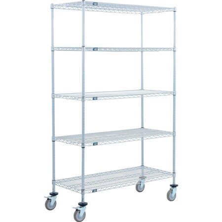 Global Industrial Nexel 5 Shelf Truck, Nexelate, 72"W x 24"D x 69"H, Polyurethane Swivel Casters, 2 Brakes B3156622