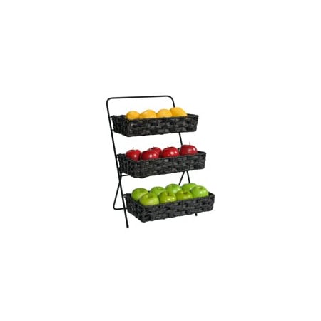 Specialty Store Services Black 3 Tier Plastic Wicker Basket Tabletop Display Stand 20195