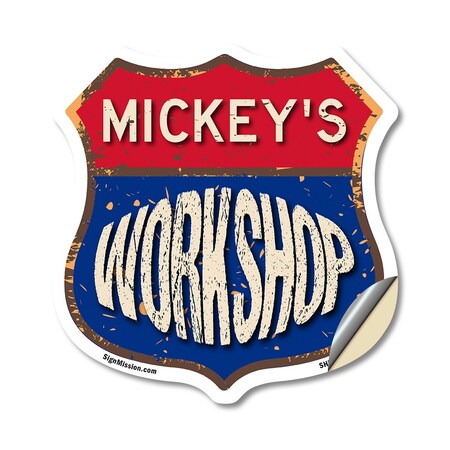 Signmission Mickey's Workshop, 12 Inch X 12 Inch, Vinyl Decal SHI-D-12-489-MICKEY