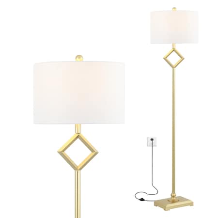 Jonathan Y Juno 62.5" Transitional Glam Metal LED Floor Lamp, Gold Painting JYL3064A