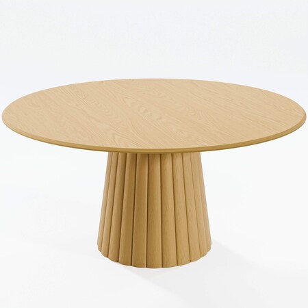 Homeroots 60" Brown Solid Wood Pedestal Base Round Top Dining Table 721017