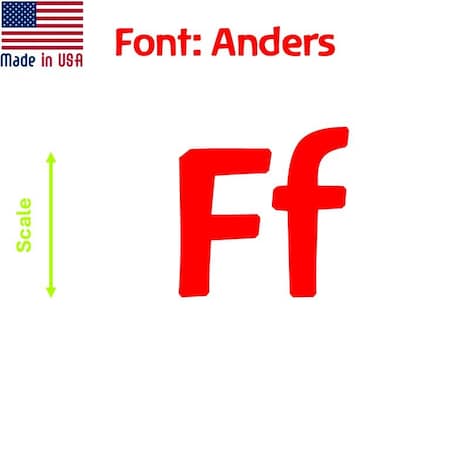 Aacc Self-Adhesive Vinyl Letter: F, Scale: 9 cm. Color: Red Font: Anders by, 24PK AACC-Anders-UF-Red-M9x24