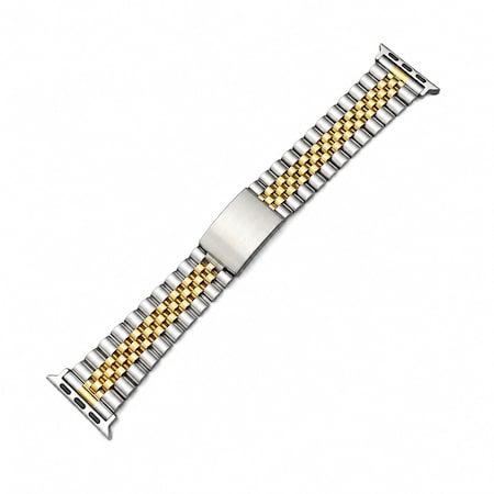Elegani Steel & Yellow Gold Classic Multi-Link Stainless Steel Band Compatible with Apple Watch 49mm BJBF-SYGD-49mm
