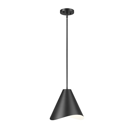 Z-Lite Aria 1 Light Pendant, Matte Black/Matte Black & Inner White, 12 In W x 11 In H 1952P12-MB