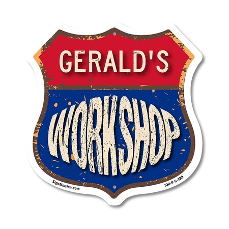 Signmission Gerald's Workshop, 6 Inch X 6 Inch, Plastic Sign SHI-P-6-489-GERALD