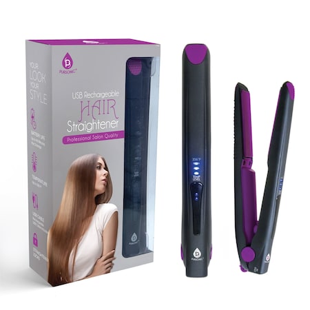 Pursonic USB Rechargeable Hair Straightener in Black and Purple RHS2PR