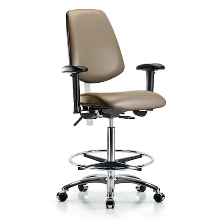 Blue Ridge Ergonomics Vinyl Clean Room Chair, Adjustable Arms BR-NCR-VHBCH-MB-CR-T0-A1-CF-CC-8809