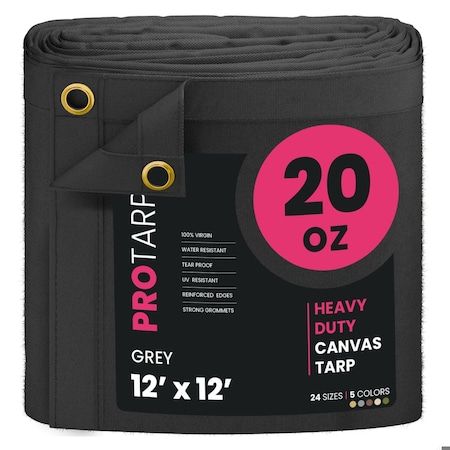 Protarp 12 ft. x 12 ft., 20 Oz, Grey, Polyester PT-401-12X12
