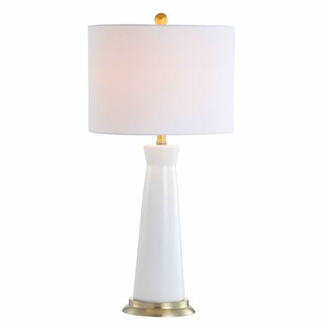 Jonathan Y Hartley 29" Ceramic Column LED Table Lamp, White JYL3046B
