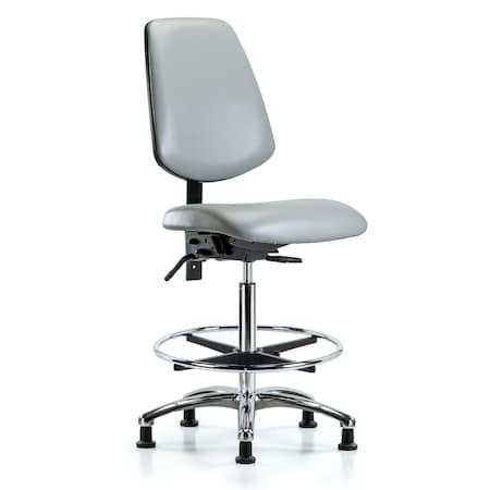 Blue Ridge Ergonomics High Bench Chair No Arms, 26" to 35-1/2" Height, Vinyl, Dove BR-VHBCH-MB-CR-T1-A0-CF-RG-8567
