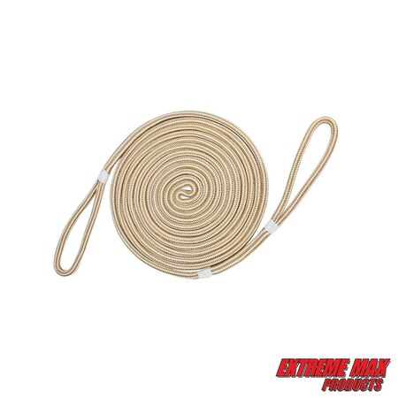 Extreme Max Extreme Max 3006.2385 BoatTector Premium Double Looped Nylon Dock Line Mooring Buoys-5/8" x 40' Gold 3006.2385