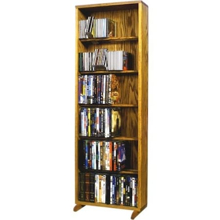 Wood Shed The Wood Shed Solid Oak 6 Row Dowel DVD Cabinet Tower Capacity 80 DVD's Honey Oak Finish 615-18
