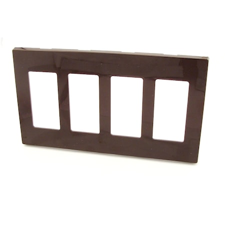 Leviton Decora Wallplate, Screwless, Standard Size, Gang 4, Brown 80312