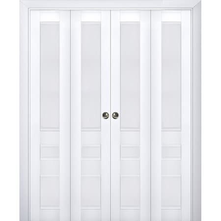 Sartodoors Sliding Closet Double Bi-fold Doors White Solid Core Modern Interior VEREGIO7411DBF-WS-72 x 96 (4* 18x96)
