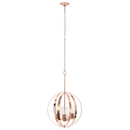 Homeroots Rose Gold Sphere Iron Ceiling Light With Clear Shades 651706