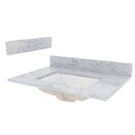 Craft + Main Vanity Top, 31 in OAW, Marble, 1-Bowl, Rectangular Bowl ST31228CWR