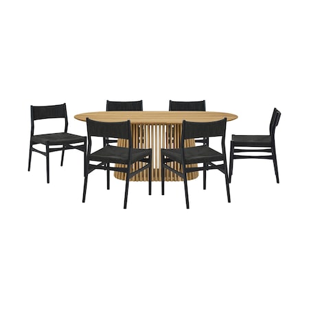Homeroots Seven Piece Oak Oval Dining Set with Six Chairs 571734