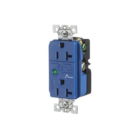 Hubbell Surge Protective Devices, SPIKESHIELD TVSS Duplex Receptacle with Light and Alarm HBL5362SA