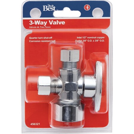 Do It Best 5/8'' OD x 3/8'' OD x 3/8'' OD Quarter Turn Angle Valve DIB2903LF