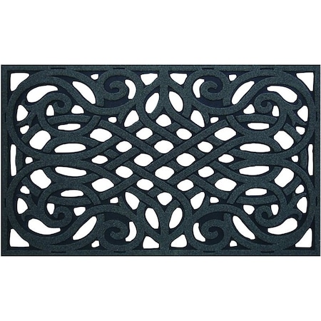 Simple Spaces Door Mat, 30 in L, 18 in W, Flock Dye Cut Pattern, Polyester Surface, Gray 06ABSHE-15-3L