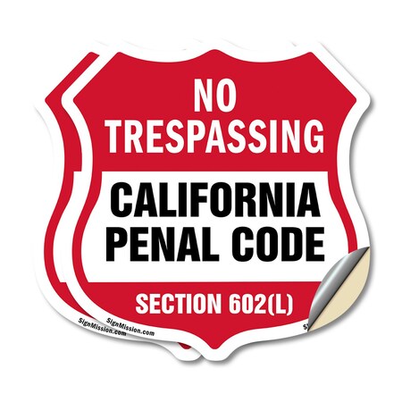 Signmission California No Trespassing Shield Sign Ca, 6 inch X 6 inch, Vinyl Decal, 2PK SHI-D-2PACK-6-368