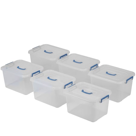 Basicwise Large Clear Storage Container With Lid and Handles, PK 6 QI003488.6