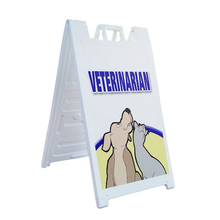 Signmission Veterinarian, A-Frame & 2 Sign Inserts, Heavy-Duty Plastic Frame SBHD-C-2436-Veterinarian