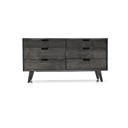 Homeroots 61" Gray Solid Wood Six Drawer Double Dresser 518626