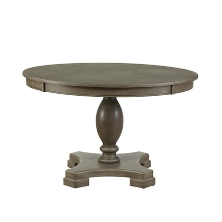 Homeroots 48" Gray Wood Pedestal Base Round Top Dining Table 631273