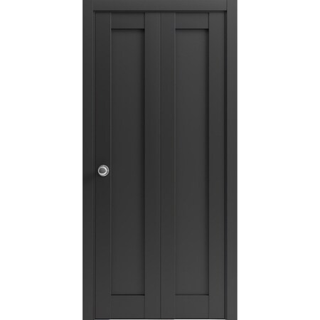 Sartodoors Sliding Closet Bi-fold Doors Black Solid Core Modern Interior QUADRO4111BF-BLK-56 x 80 (2* 28x80)