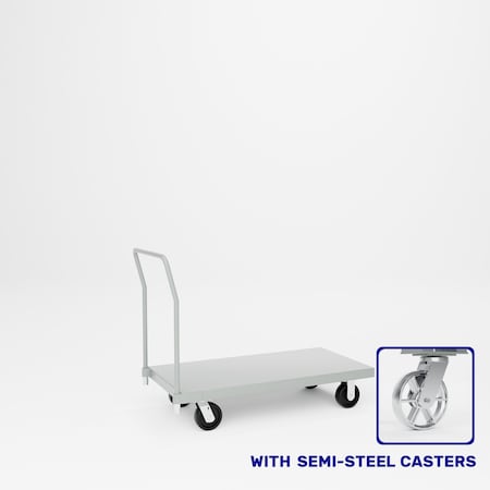 Pucel Steel Platform Truck, 24 in W x 48 in D, 8 in Semi-Steel Casters, Gray PT-2448-8S