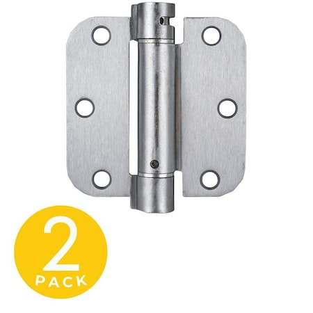 Global Door Controls 3.5 in. x 3.5 in. Spring Full Mortise 5/8 in. Radius Door Hinge with Fixed Pin - Pack of 2 CPS3535-5/8-26D-M