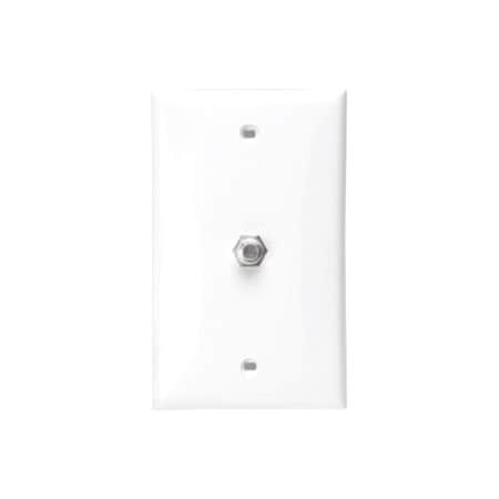 Leviton Flush Mt Singlegang Wallplate, With 1 F Connector, White 80781-W