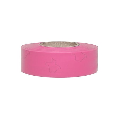 Zoro Select Flagging Tape, No Legend, Pink, 1 3/16 in Wide x 300 ft Length, Vinyl, 2 mil TXP-200
