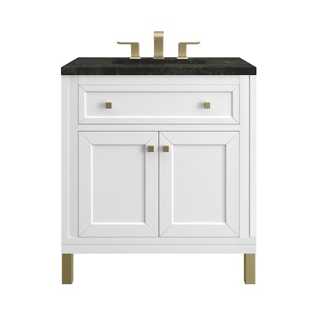 James Martin Vanities Chicago 30" Single Vanity, Glossy White, w/ 3 CM Phantome Eclos Top 503-V30-GW-3PHT