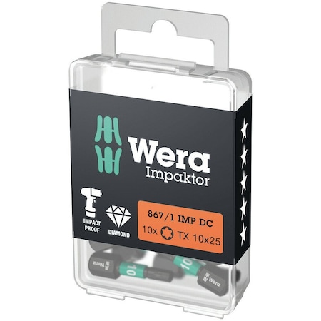 Wera 867/1 IMP DC TORX DIY Impaktor bits, TX 10 x 25 mm, 10 pieces 5057628001