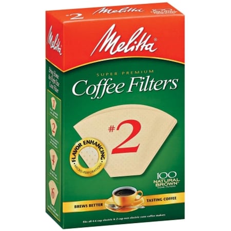 Melitta No. 2 Natural Brown Cone Coffee Filters, 100PK 622752